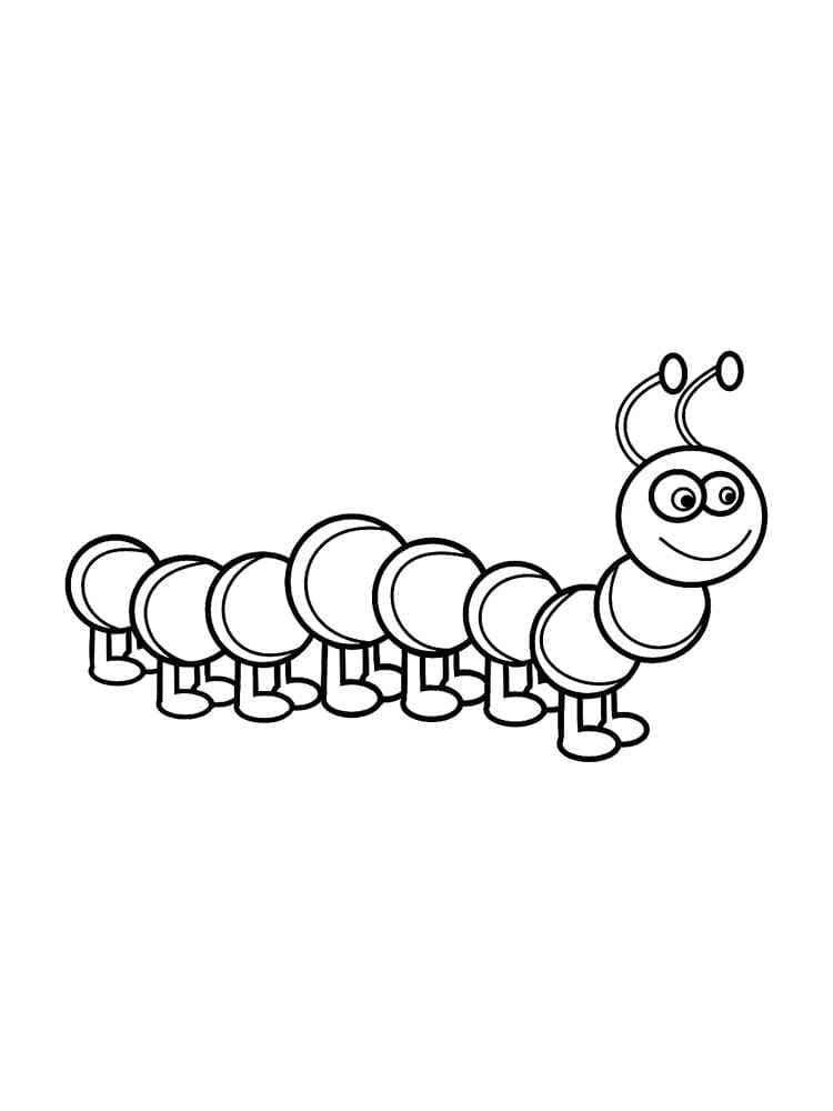 A smiling caterpillar coloring page