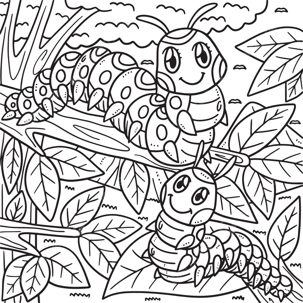 Mother caterpillar and baby caterpillar coloring color coloring page colouring book vector color coloring page colouring book png and vector with transparent background for free download