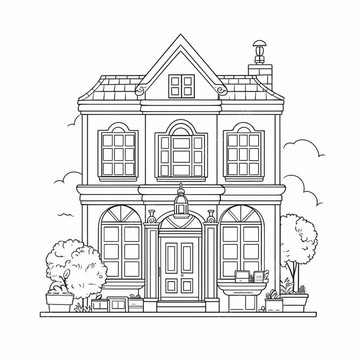 White house outline png vector psd and clipart with transparent background for free download