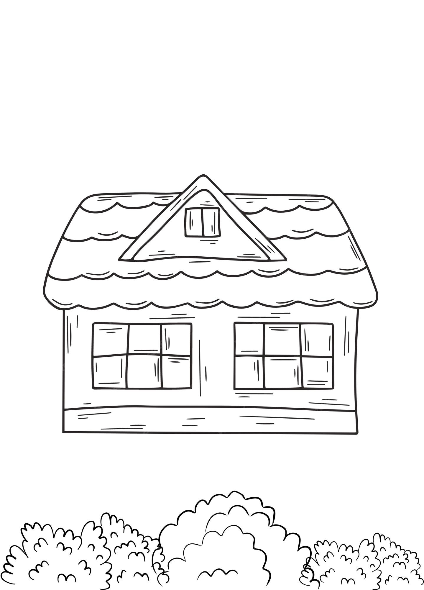 Premium vector house coloring page for kids vector art