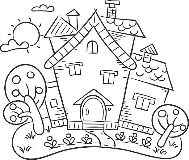 House coloring page stock illustrations royalty