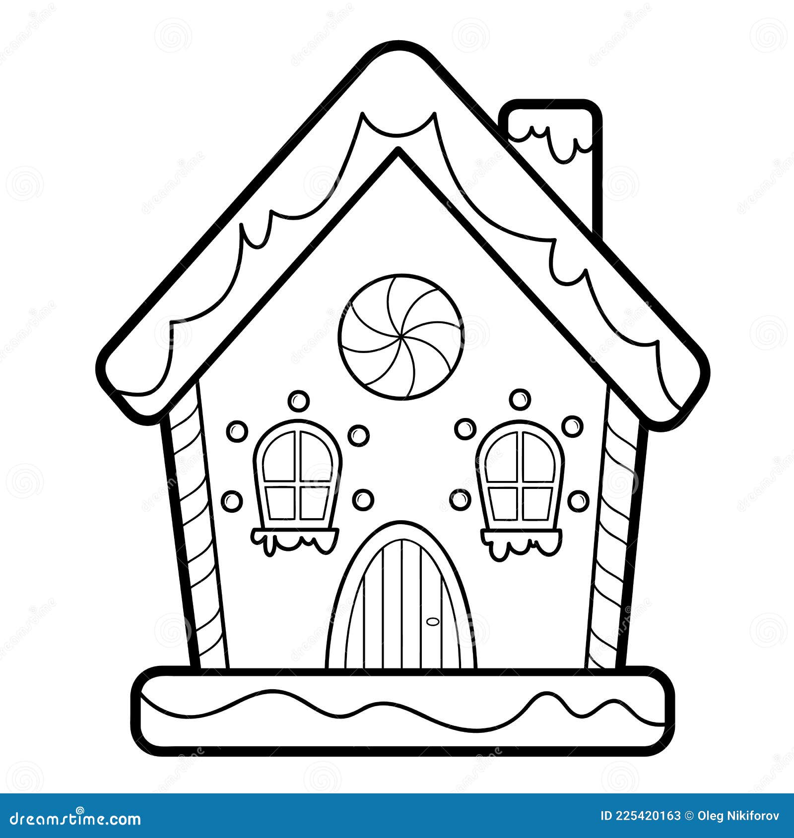 Christmas coloring book or page gingerbread house black and white vector illustration stock vector