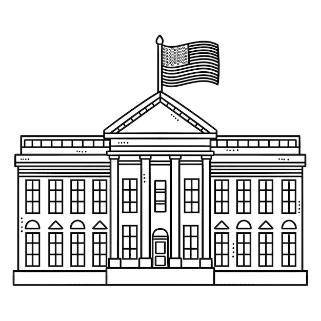 Premium vector the white house isolated coloring page for kids