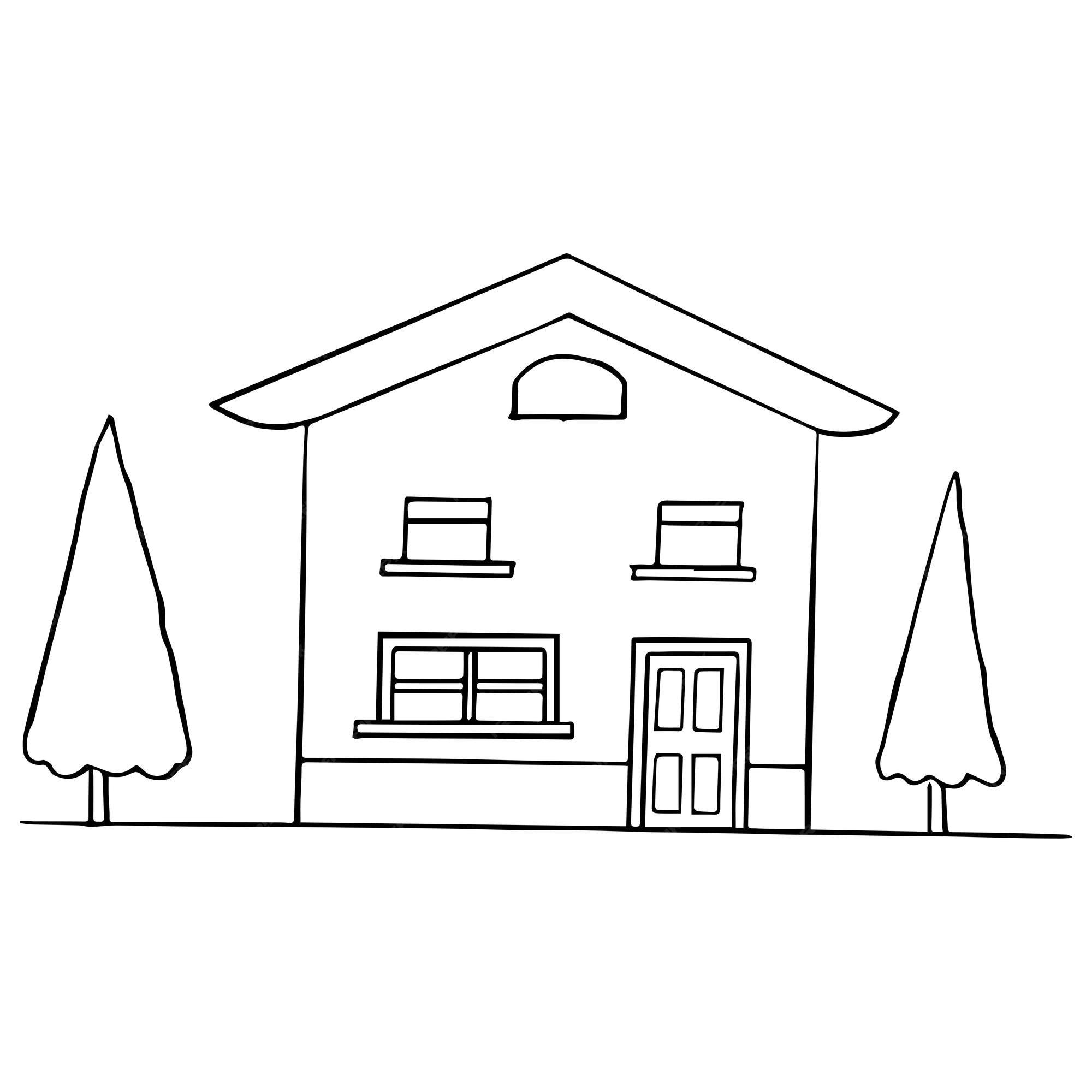 Premium vector single cute house coloring page for kids