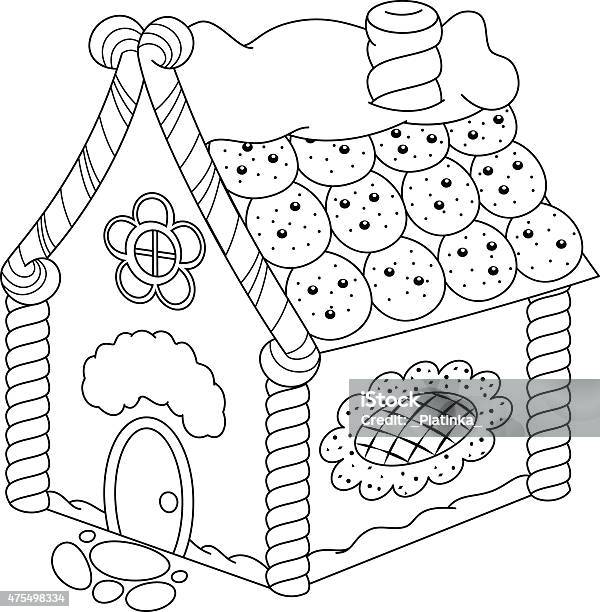 Gingerbread house coloring page stock illustration