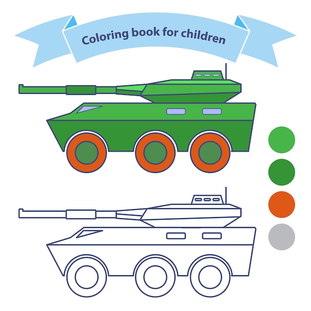 Premium vector infantry fighting vehicle military toy coloring book