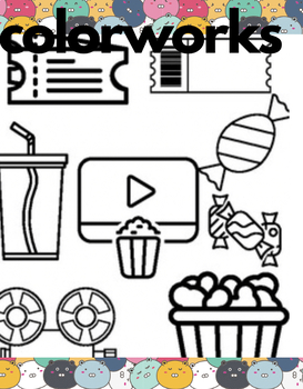 Printable movie theater coloring sheet by colorworks tpt