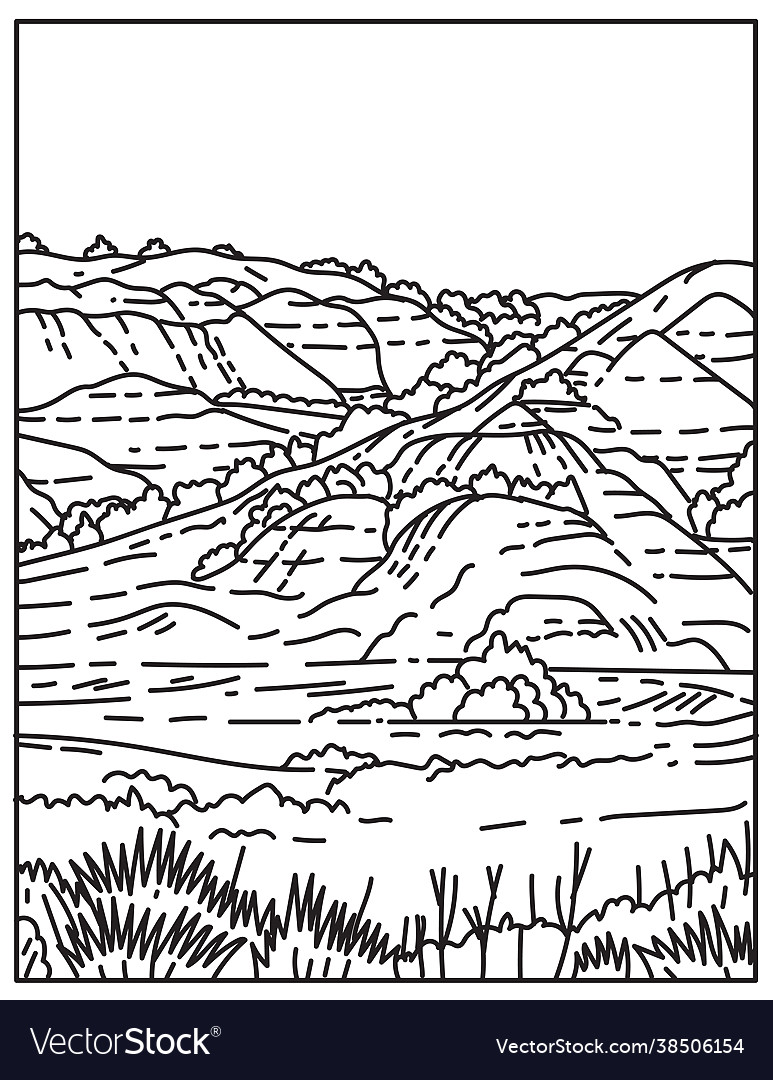 Painted canyon located in theodore roosevelt vector image