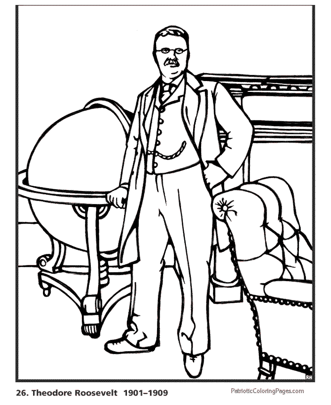 President theodore roosevelt coloring page