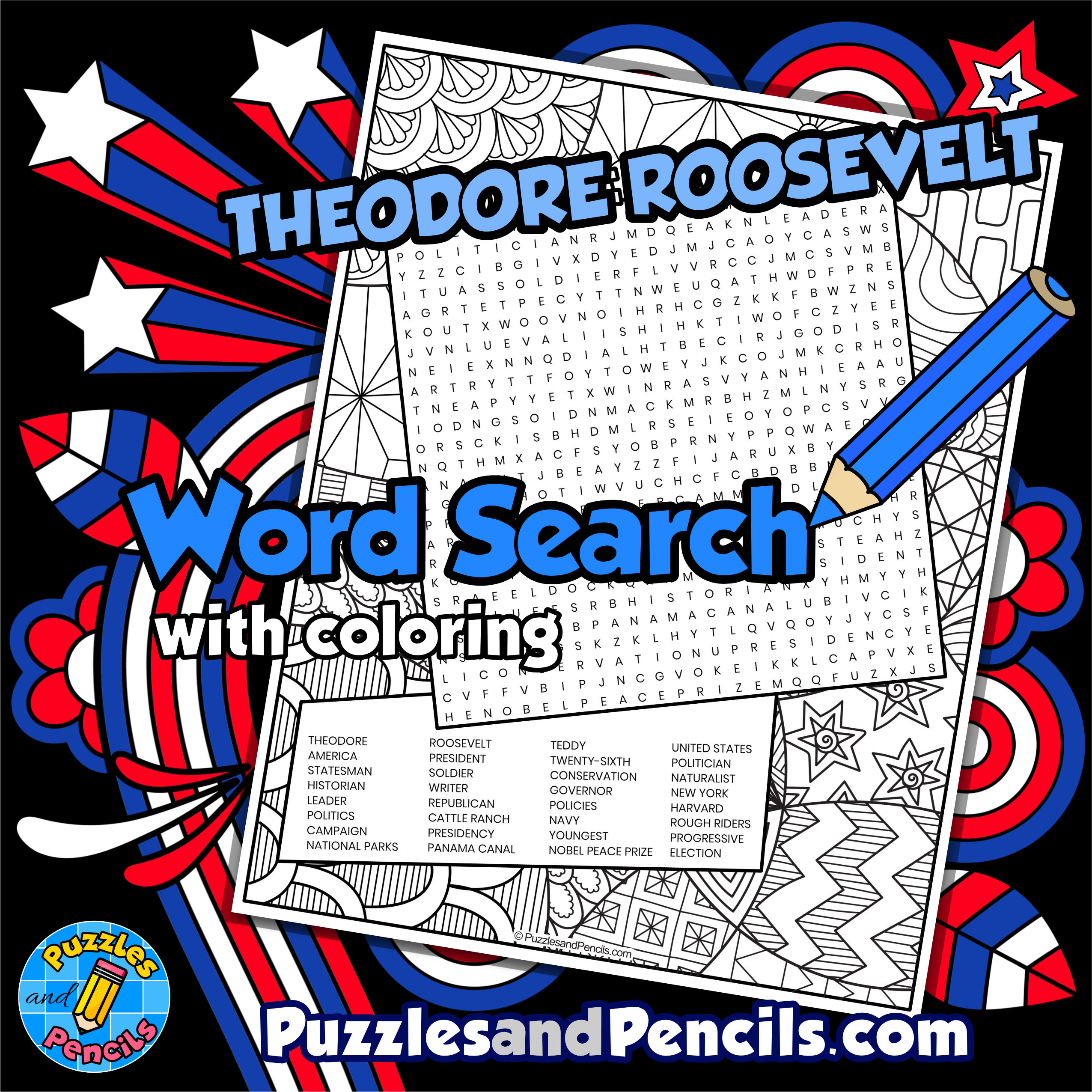 Theodore roosevelt word search puzzle activity us presidents wordsearch made by teachers