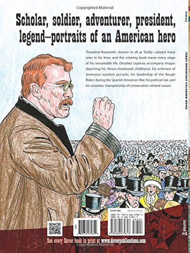 Teddy roosevelt coloring book dover american history coloring books zaboly gary books