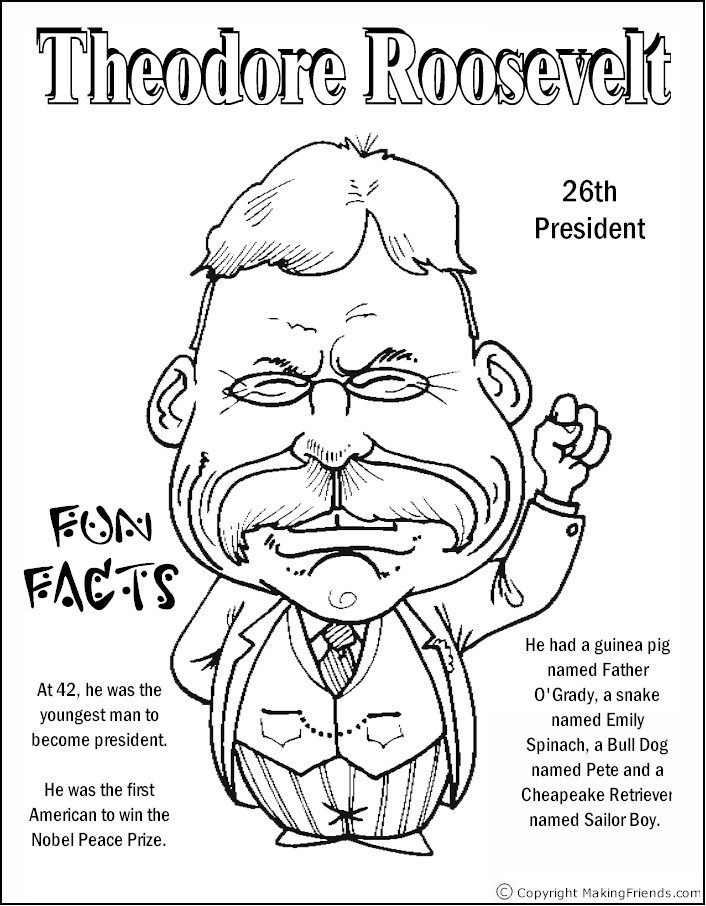 Presidents coloring pages roosevelt teddy roosevelt presidents day