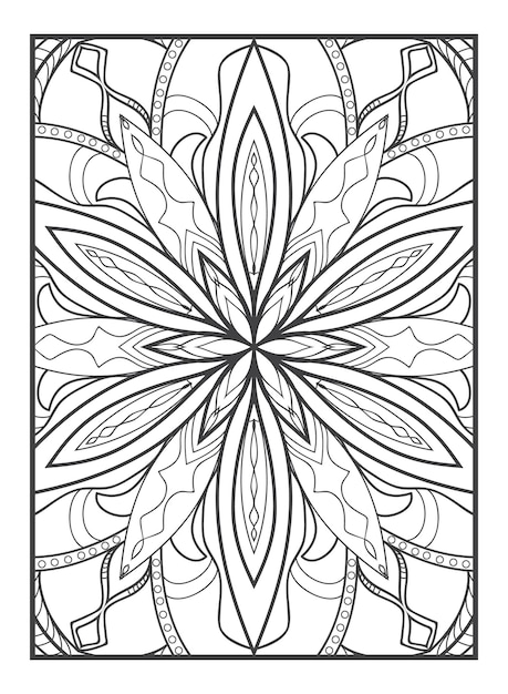 Premium vector flower adult coloring page for therapy coloring book black white outline mandala
