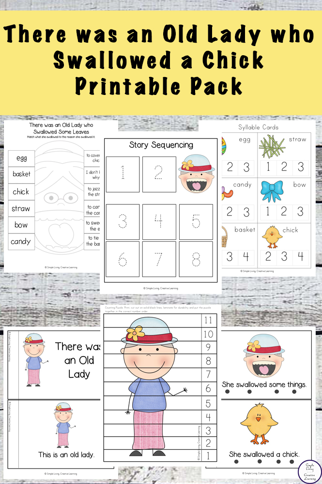 There was an old lady who swallowed a chick printables