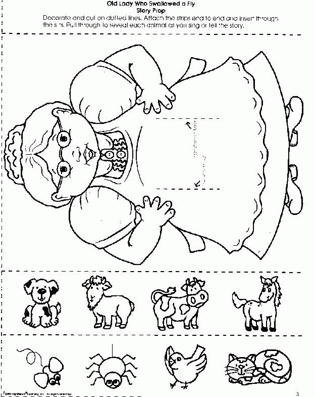 There was an old lady who swallowed a fly coloring page