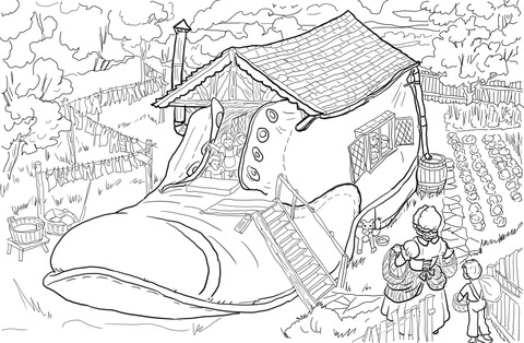 There was an old woman who lived in a shoe coloring page free printable coloring pages