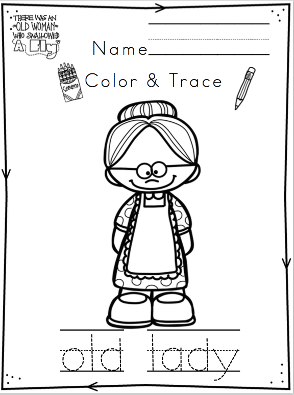 There was an old lady who swallowed a fly preschool printables
