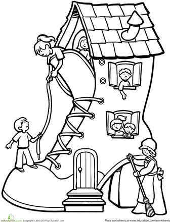 There was an old woman who lived in a shoe worksheet education coloring pages nursery rhymes preschool crafts nursery rhyme crafts