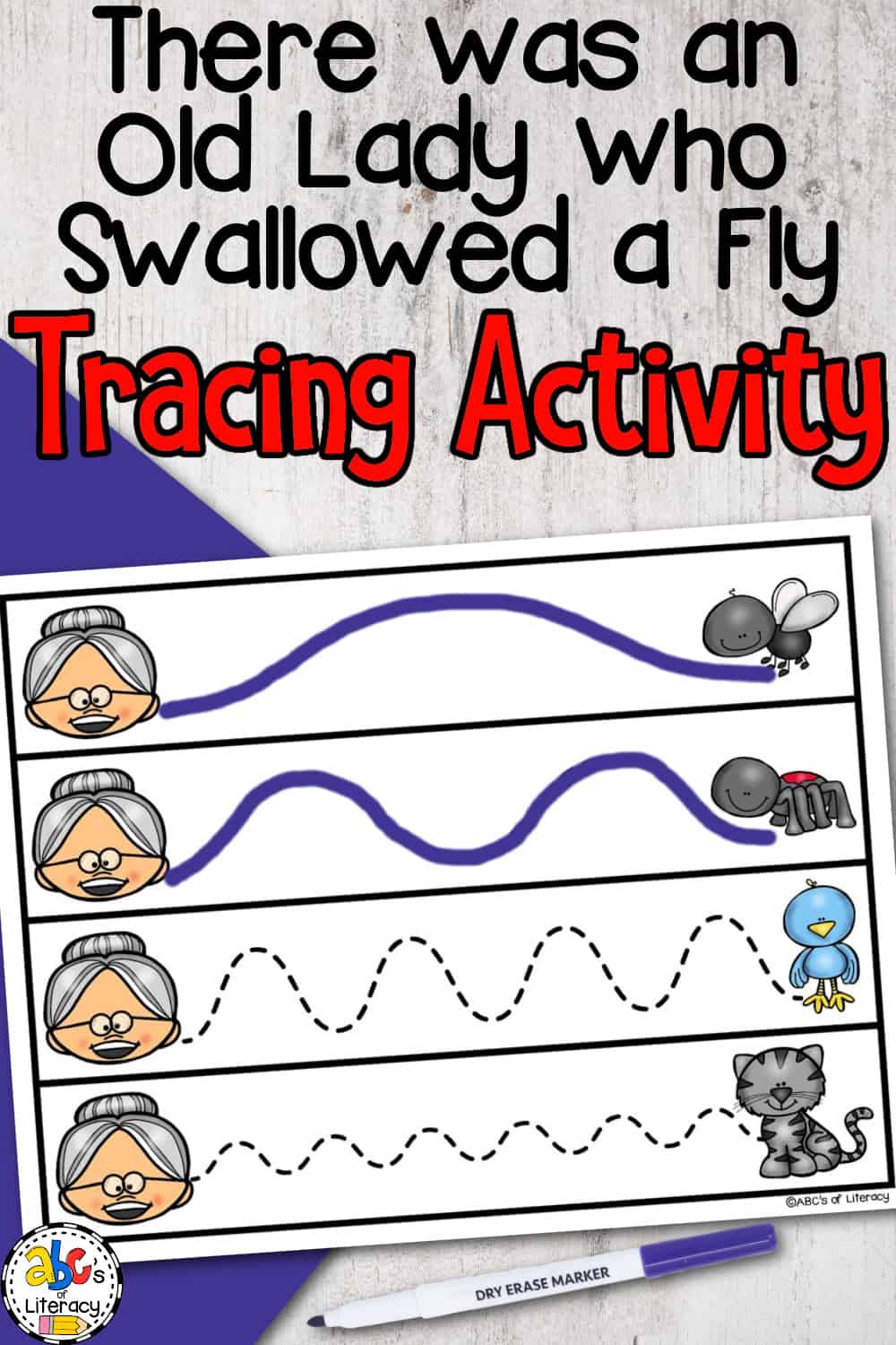 There was an old lady who swallowed a fly tracing activity