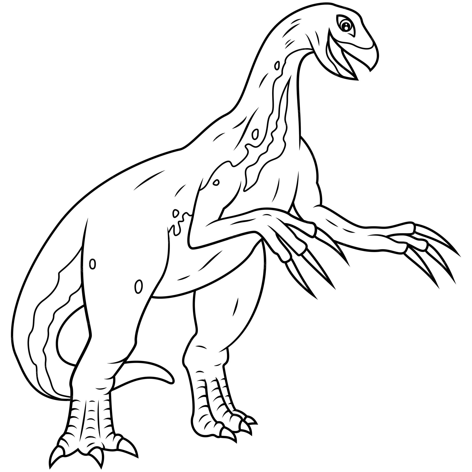 Premium vector hand drawn of therizinosaurus line art