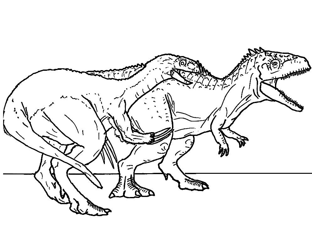 Therizinosaurus with giganotosaurus coloring page
