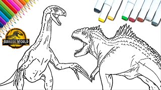 How to draw a therizinosaurus vs giganotosaurus jurassic world dominion easy
