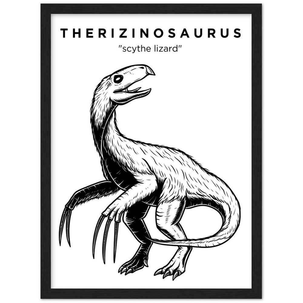 Therizinosaurus dinosaur wooden framed poster â gage beasley