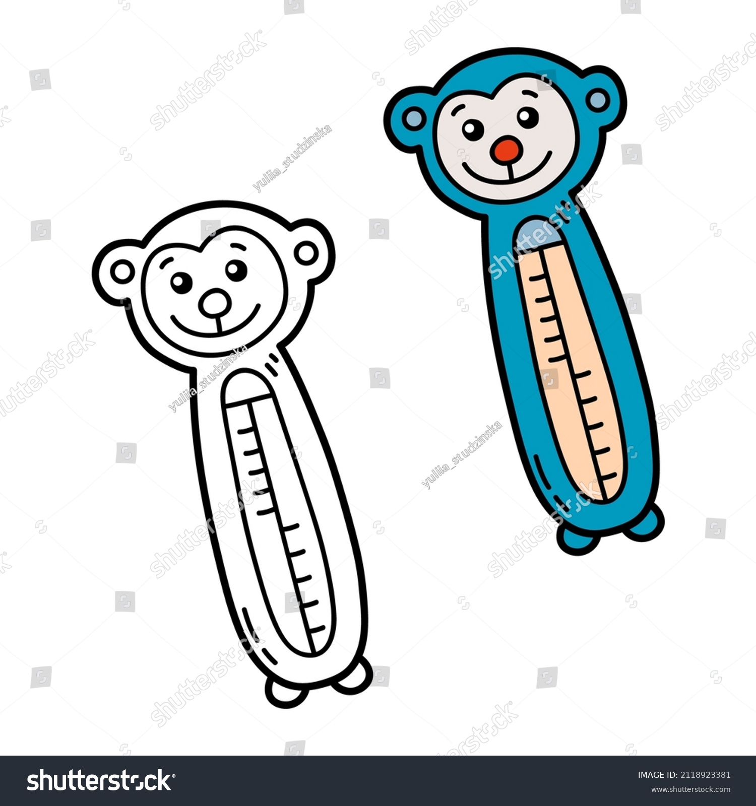 Vector illustration coloring page doodle thermometer stock vector royalty free