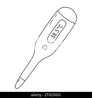 Electronic thermometer coloring book design isolated on white background stock vector image art
