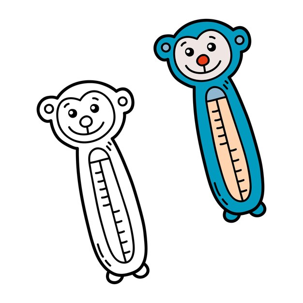 Premium vector illustration coloring page of doodle thermometer