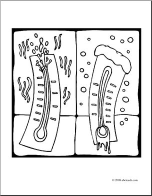 Clip art hot and cold coloring page i