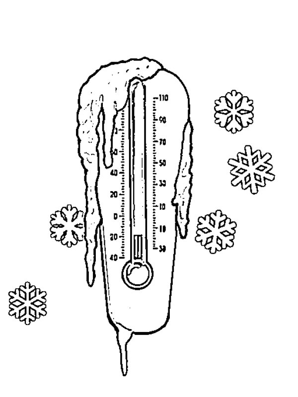 Winter thermometer coloring page