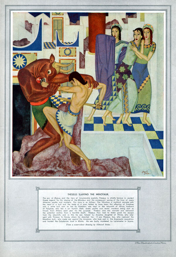 Edmund dulac theseus slaying the minotaur original magazine page