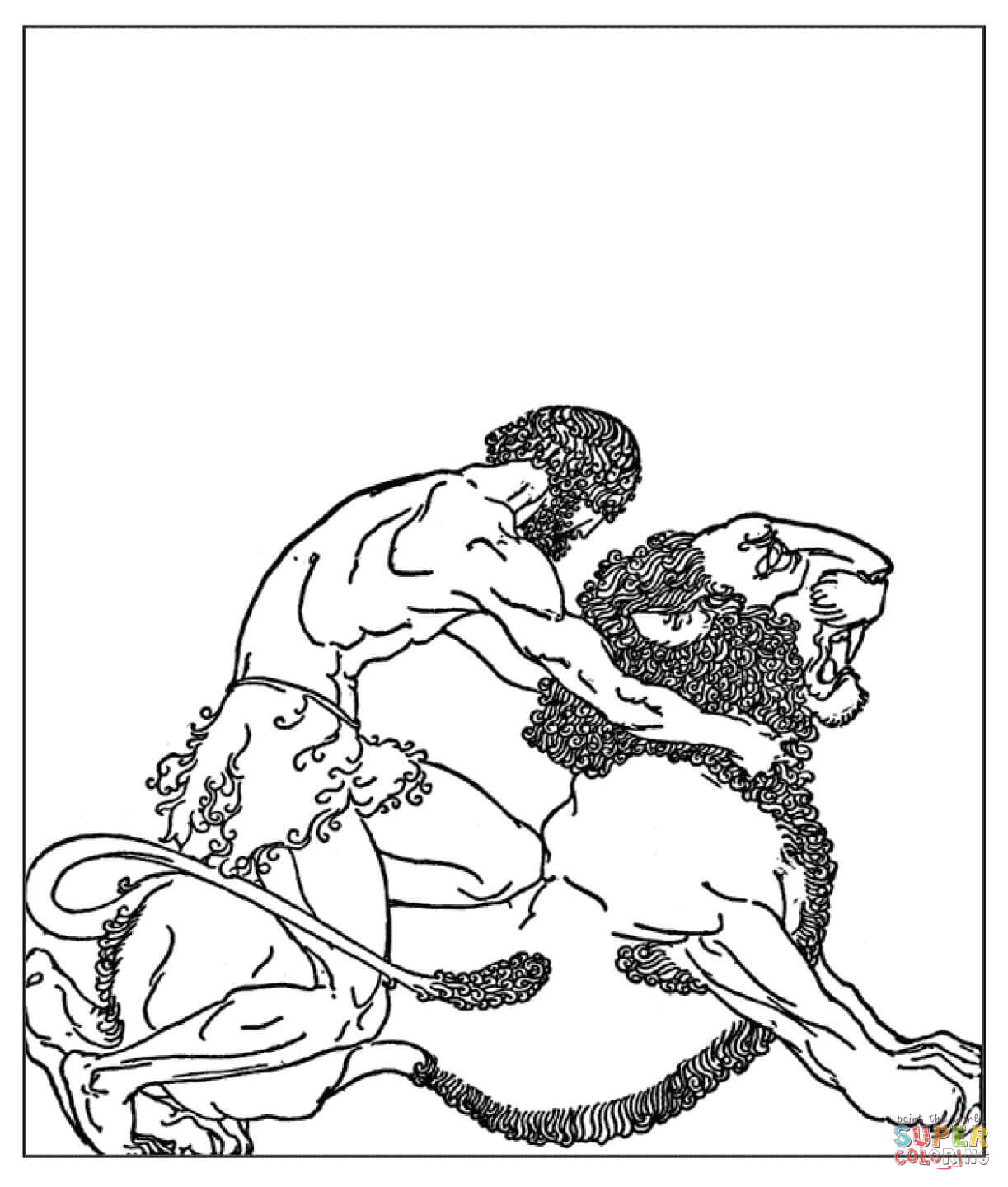 Heracles slaying the nemean lion coloring page free printable coloring pages