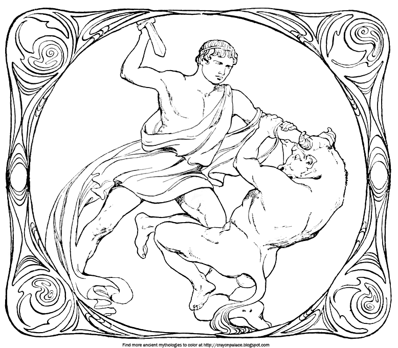 Crayon palace a coloring page of theseus and the minotaur