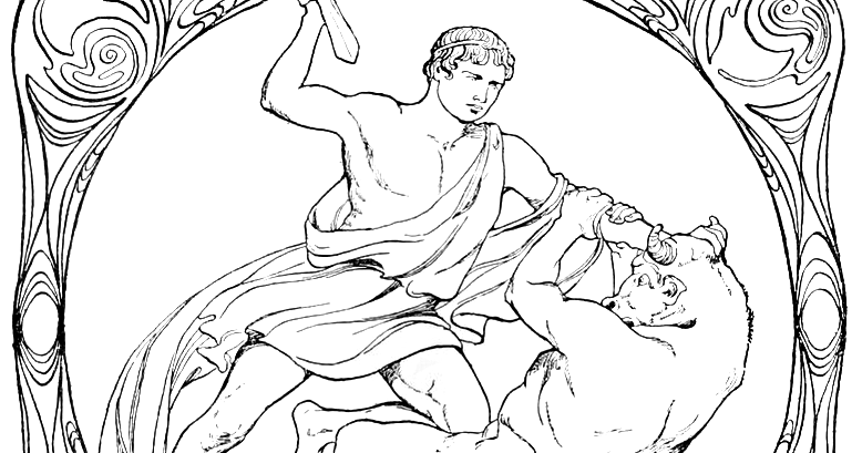 Crayon palace a coloring page of theseus and the minotaur