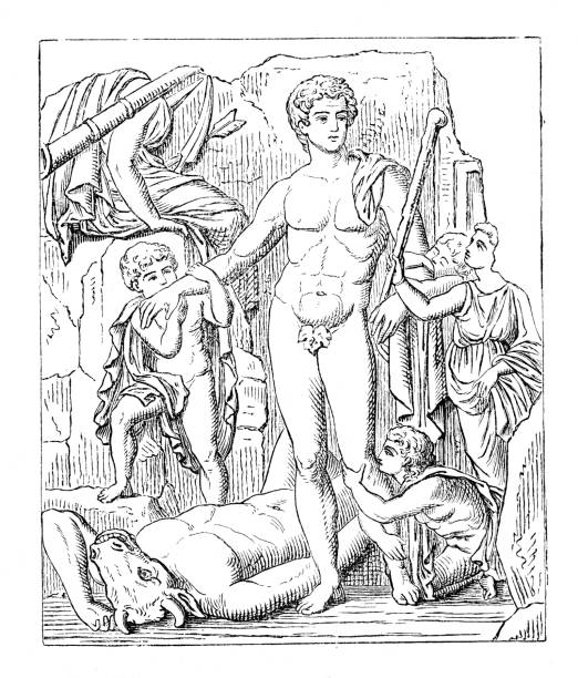 Theseus minotaur stock illustrations royalty