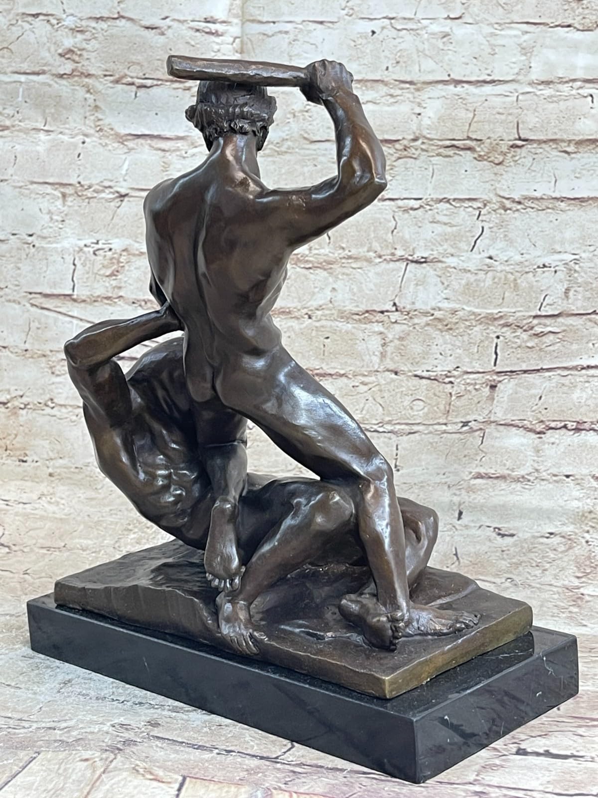 Signed original theseus slaying the minotaur bronze greek mythical art sculpture decorative artwork by think bronze home kitchen