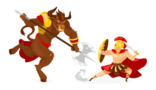 Theseus minotaur stock illustrations royalty
