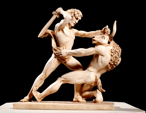Theseus killing the minotaur hellenic art