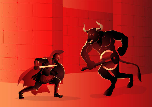 Theseus minotaur stock illustrations royalty