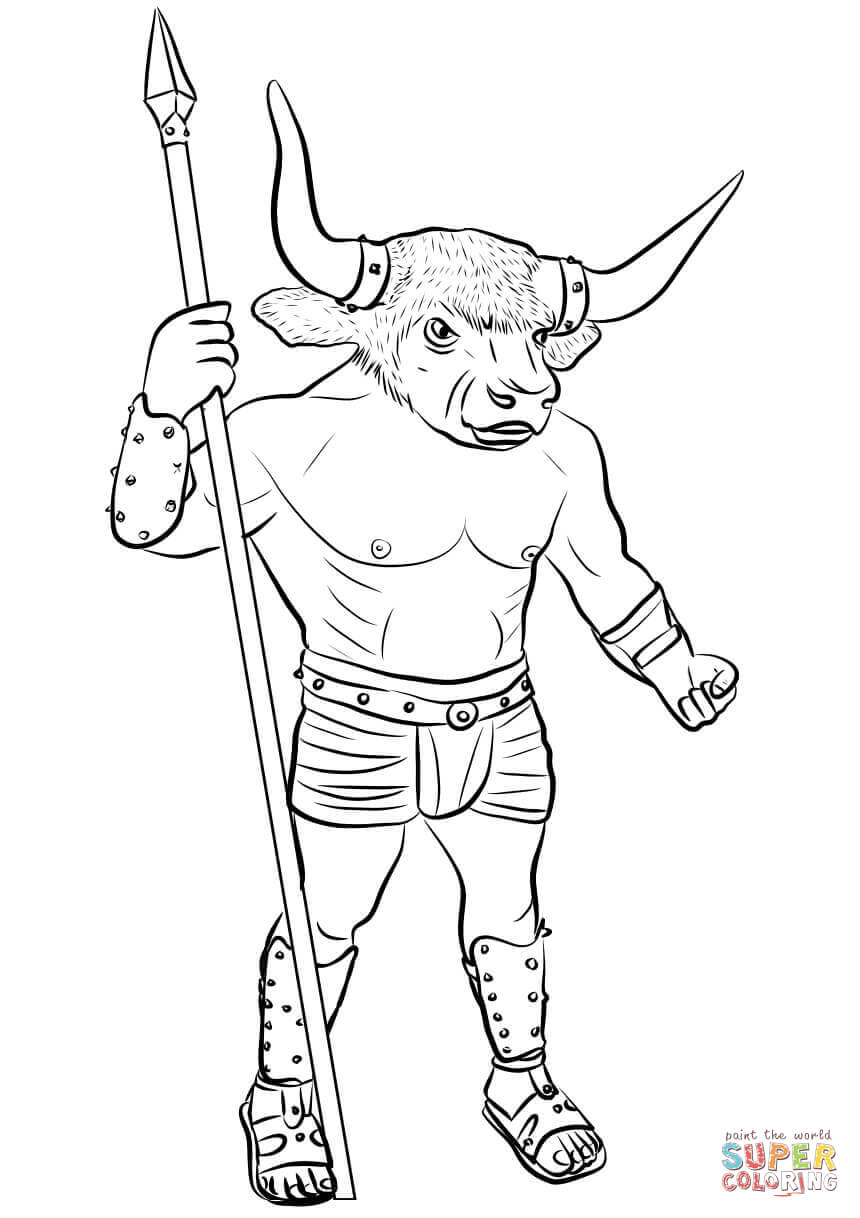 Minotaur coloring page free printable coloring pages