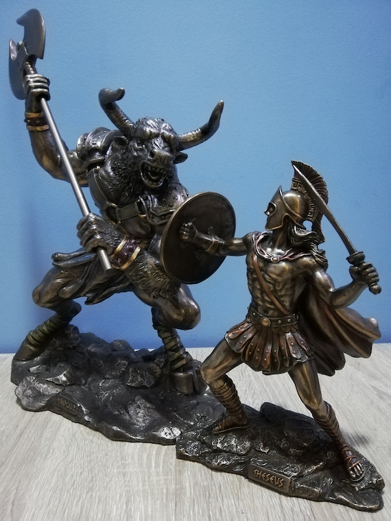 Set theseus fights with the minotaur statue theseus cm minotaur cm unique details bronze color free shipping free tracking number
