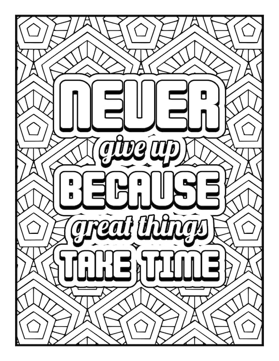 Coloring book pages for adults vol motivational encouraging quotes different designs colour in your phone ipad tablet or print download now