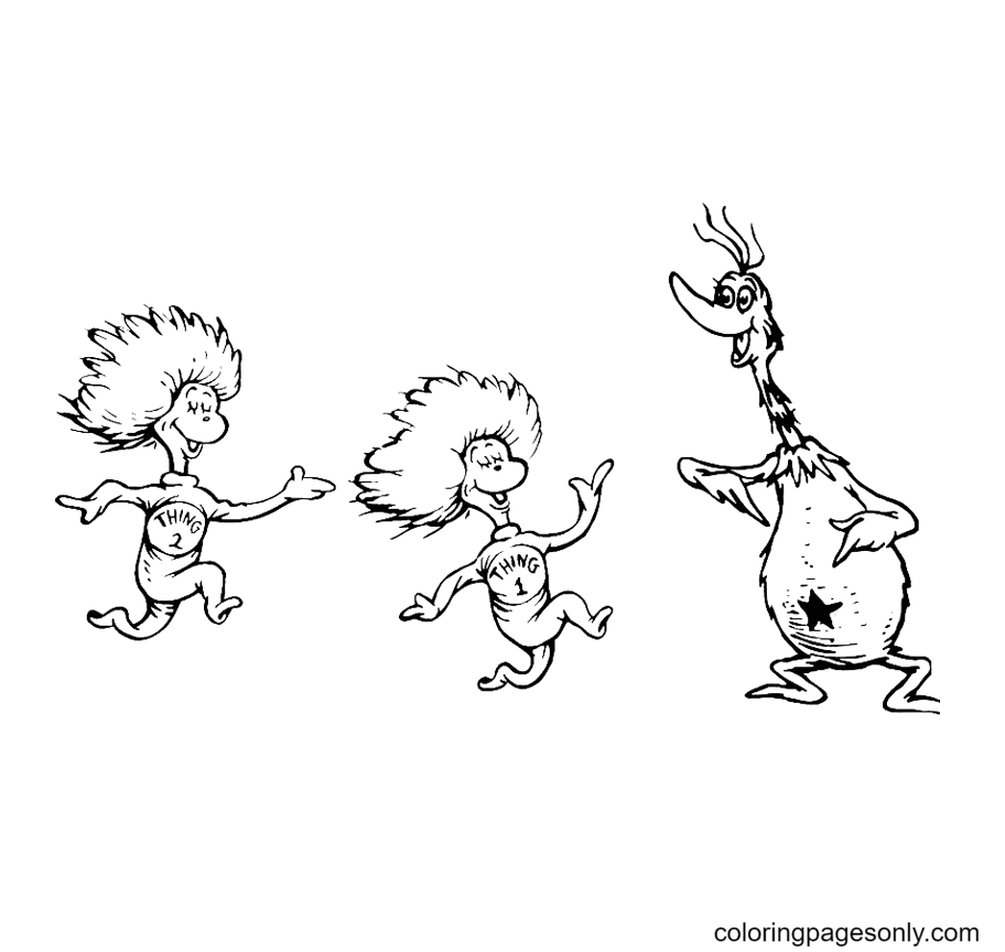 Thing one with thing two and grinch coloring page