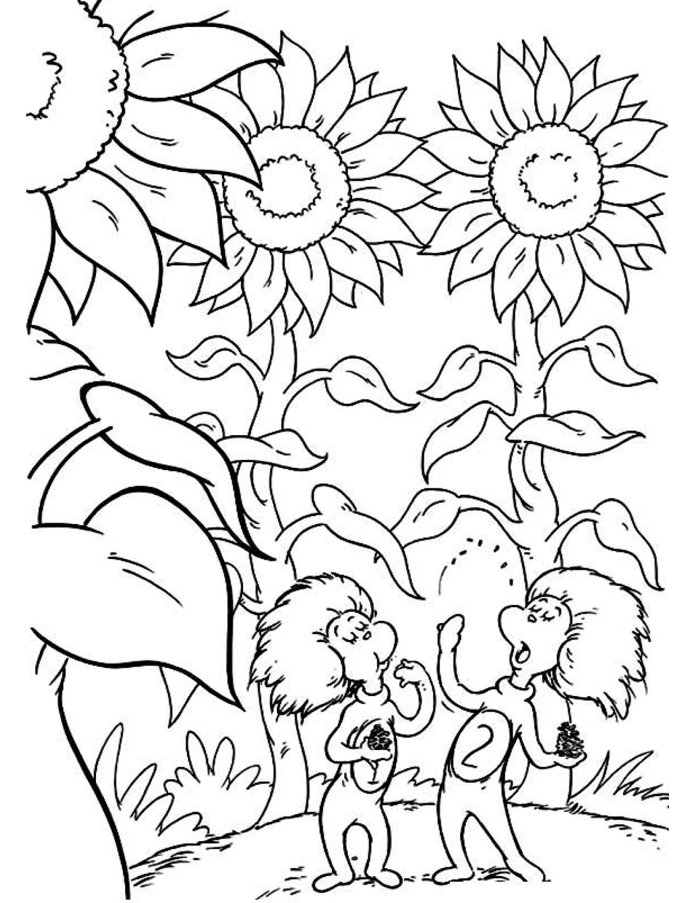 Thing thing playing with fruits coloring page