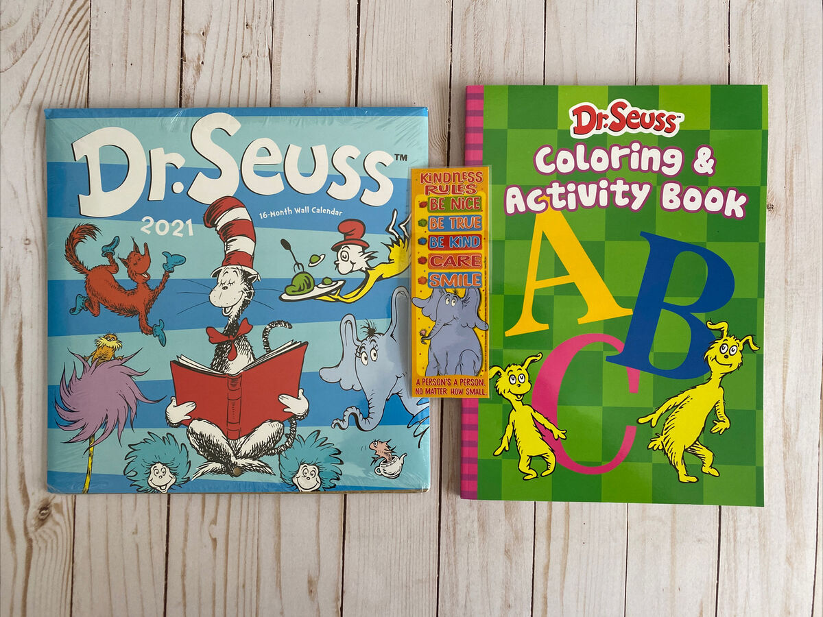 Dr seuss wall calendar thing loring book laminated bookmark new