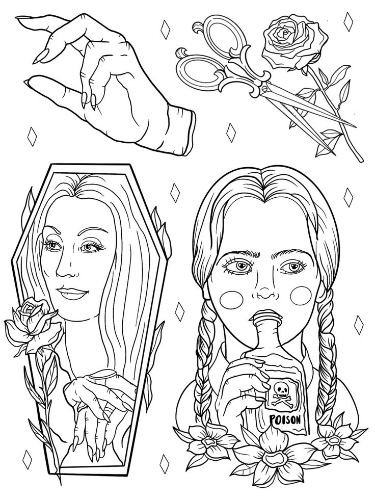 The addams family ð coloring book art book art tattoo design drawings