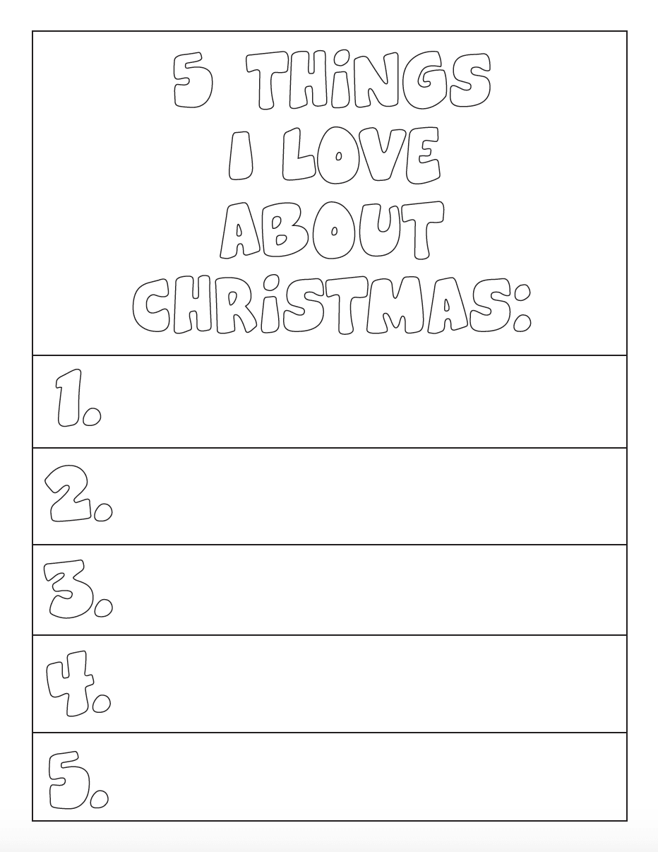 Things i love about christmas page