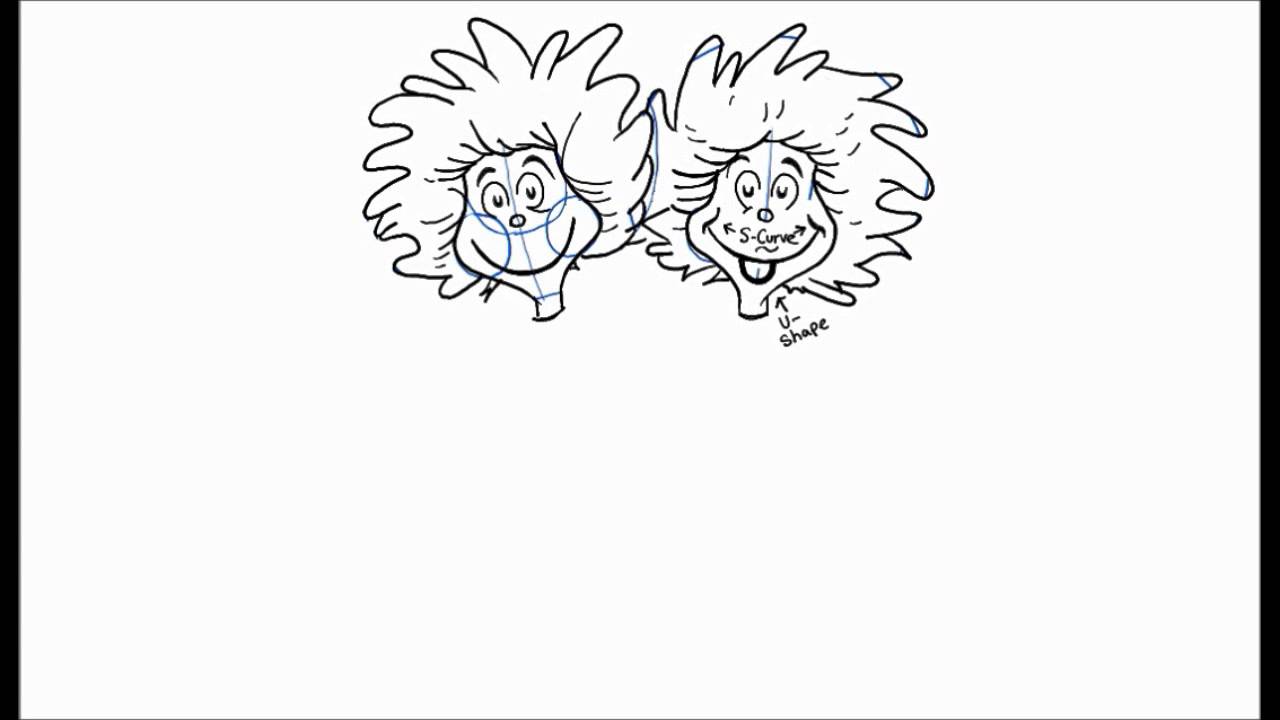 How to draw thing and thing fro the cat in the hat